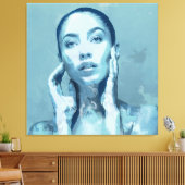 "Woman in Blue" Premium Canvas  (Insitu (Woonkamer))