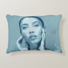 "Woman in Blue" Premium Canvas Accent Kussen