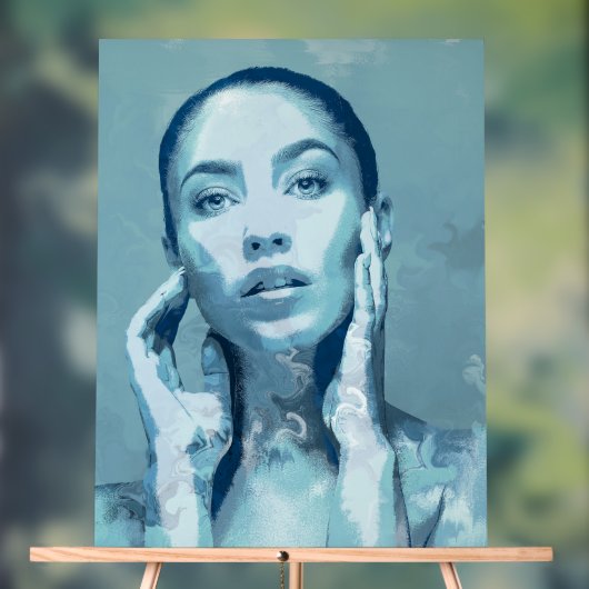 "Woman in Blue" Premium Canvas Acryl Bord (Neutraal)