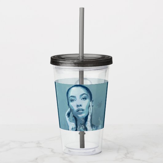 "Woman in Blue" Premium Canvas Acryl Drinkbeker (Voorkant)