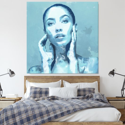 "Woman in Blue" Premium Canvas  Afdruk (Insitu (Slaapkamer))