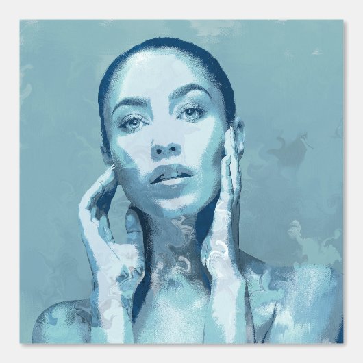 "Woman in Blue" Premium Canvas  Behang (Voorkant)