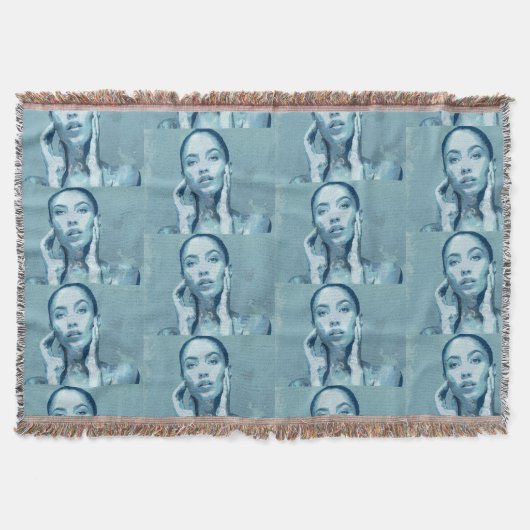 "Woman in Blue" Premium Canvas  Deken (Voorkant)