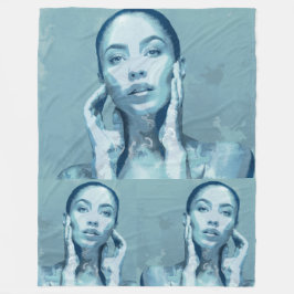 "Woman in Blue" Premium Canvas Fleece Deken