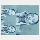 "Woman in Blue" Premium Canvas  Fleece Deken (Voorkant (Horizontaal))