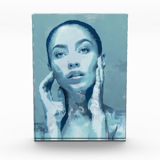 "Woman in Blue" Premium Canvas  Fotoblokken (Voorkant)