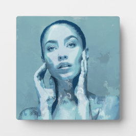 "Woman in Blue" Premium Canvas Fotoplaat