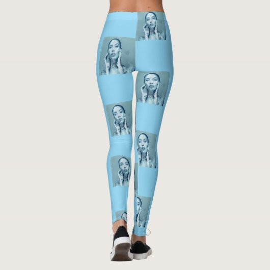 "Woman in Blue" Premium Canvas  Leggings (Achterkant)