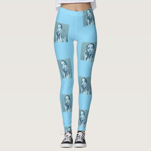 "Woman in Blue" Premium Canvas  Leggings (Voorkant)