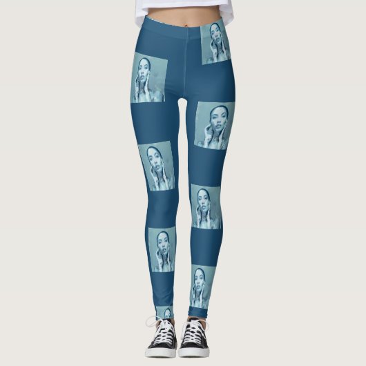 "Woman in Blue" Premium Canvas  Leggings (Voorkant)
