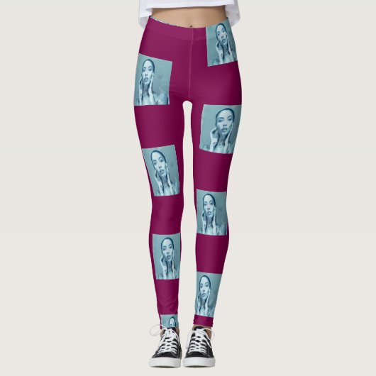 "Woman in Blue" Premium Canvas Leggings (Voorkant)