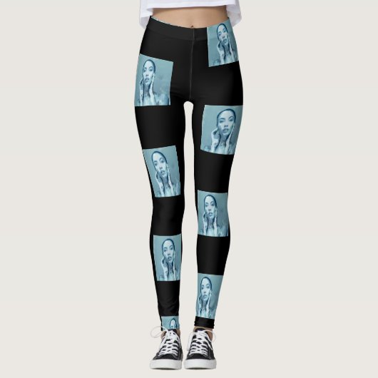 "Woman in Blue" Premium Canvas Leggings (Voorkant)