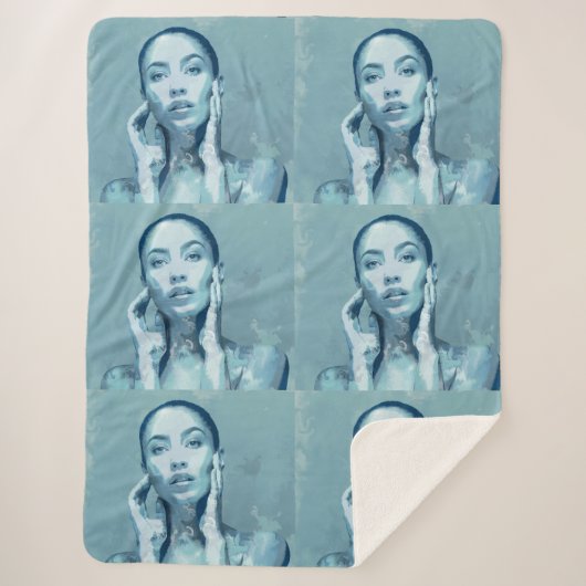 "Woman in Blue" Premium Canvas  Sherpa Deken (Voorkant)