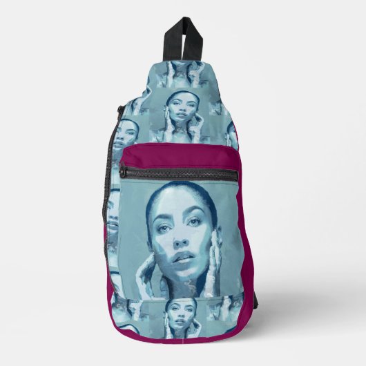 "Woman in Blue" Premium Canvas  Sling Bag (Voorkant)