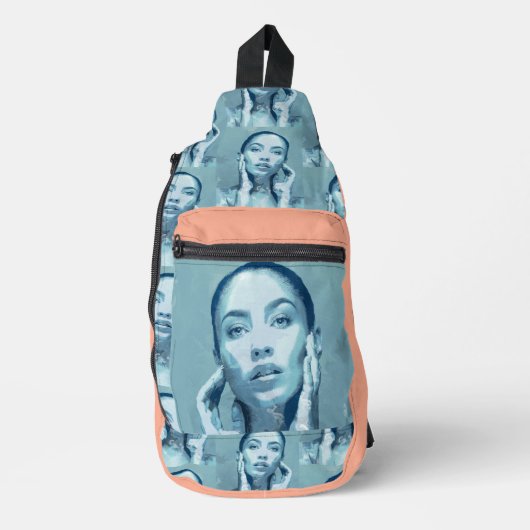 "Woman in Blue" Premium Canvas  Sling Bag (Voorkant)