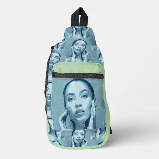 "Woman in Blue" Premium Canvas  Sling Bag (Voorkant)