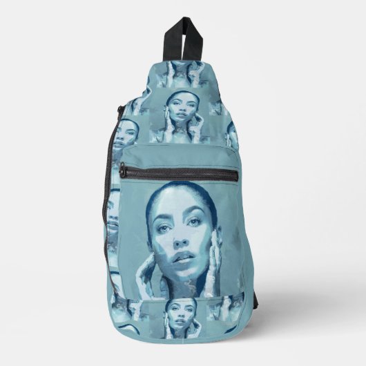 "Woman in Blue" Premium Canvas Sling Bag (Voorkant)