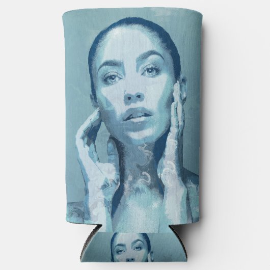 "Woman in Blue" Seltzer Blikjeskoeler (Voorkant)