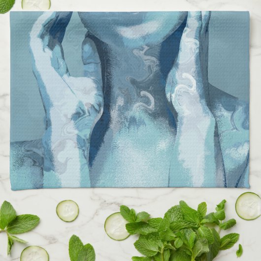 "Woman in Blue" Theedoek (Gevouwen)