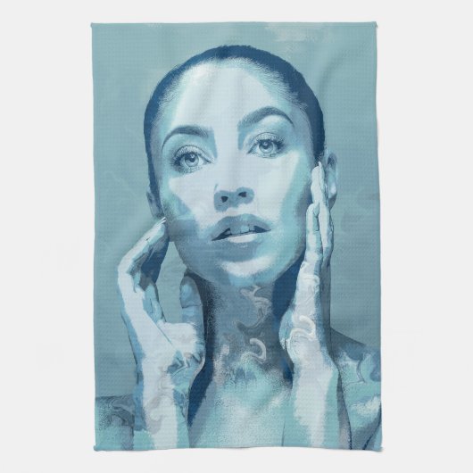 "Woman in Blue" Theedoek (Verticaal)