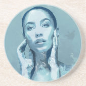 "Woman in Blue" Zandsteen Onderzetter (Voorkant)