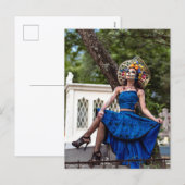 Woman In Day Of The Dead Costume Feestdagenkaart (Voorkant / Achterkant)