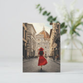 Woman in Florence Italy Travel Briefkaart (Staand voorkant)