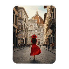 Woman in Florence Italy Travel Magneet