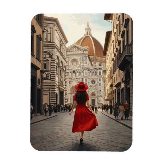 Woman in Florence Italy Travel Magneet (Verticaal)