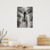 Woman in Forest Path Scene Poster (Keuken)