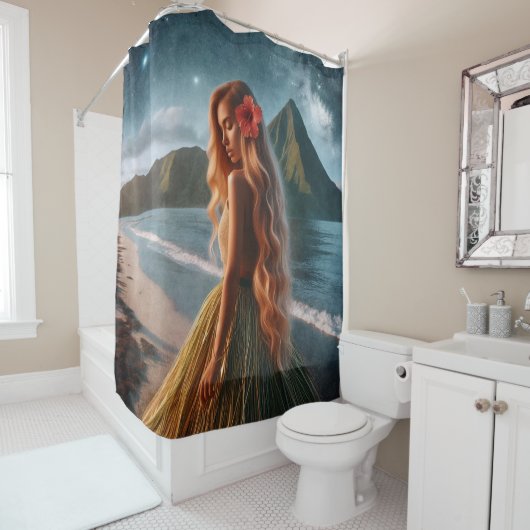 Woman in Grass Skirt Douchegordijn (In situ)