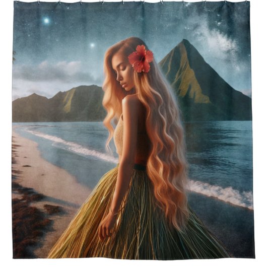 Woman in Grass Skirt Douchegordijn (Voorkant)