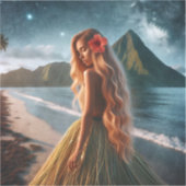 Woman in Grass Skirt Sticker (Voorkant)