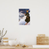 Woman in Green Skiing Poster (Keuken)