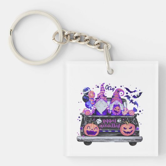 Woman in Halloween Gnomes Pickup Truck Hat Sleutelhanger (voorkant)