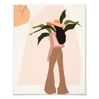 Woman in hat and bell bottoms foto afdruk
