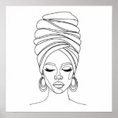 Woman in headwrap, line drawing poster (Voorkant)