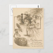 Woman Jack O' Lantern Candle Spider Web Briefkaart (Voorkant / Achterkant)