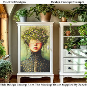 Woman, Lace Blindfold & Floral Crown EM8 Decoupage Tissuepapier