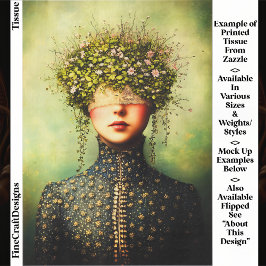 Woman, Lace Blindfold & Floral Crown EM8 Decoupage Tissuepapier