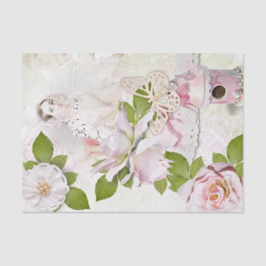  Woman Lace Pink Floral Tissuepapier (Voorkant)