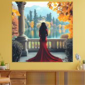 Woman Lake Como View Italy Stretched Canvas Art Afdruk (Insitu (Woonkamer))