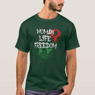 Woman Life Freedom Birdsirangraffiti Retro T-shirt