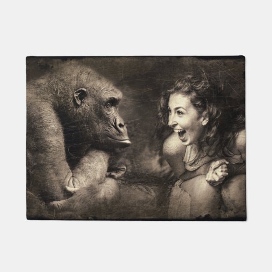 Woman Making Gorilla Laugh Deurmat (Voorkant)