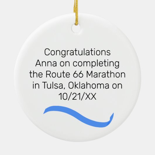 Woman Marathon Runner Blue Ornament (Achterkant)