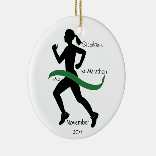 Woman Marathon Runner Ornament in Green (Rechts)