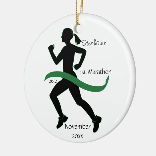 Woman Marathon Runner Ornament in Green (Links)
