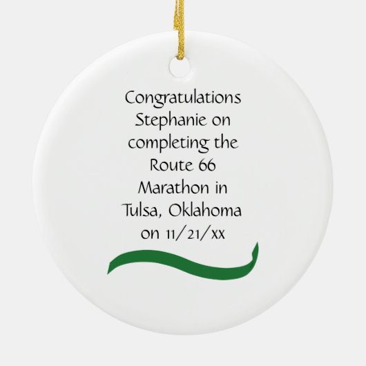 Woman Marathon Runner Ornament in Green (Achterkant)