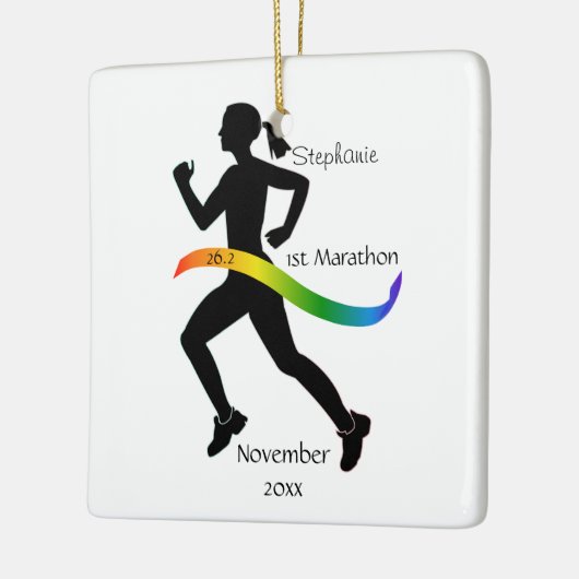 Woman Marathon Runner Ornament in Rainbow (Links)