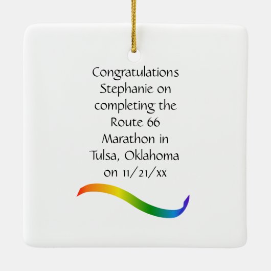 Woman Marathon Runner Ornament in Rainbow (Achterkant)